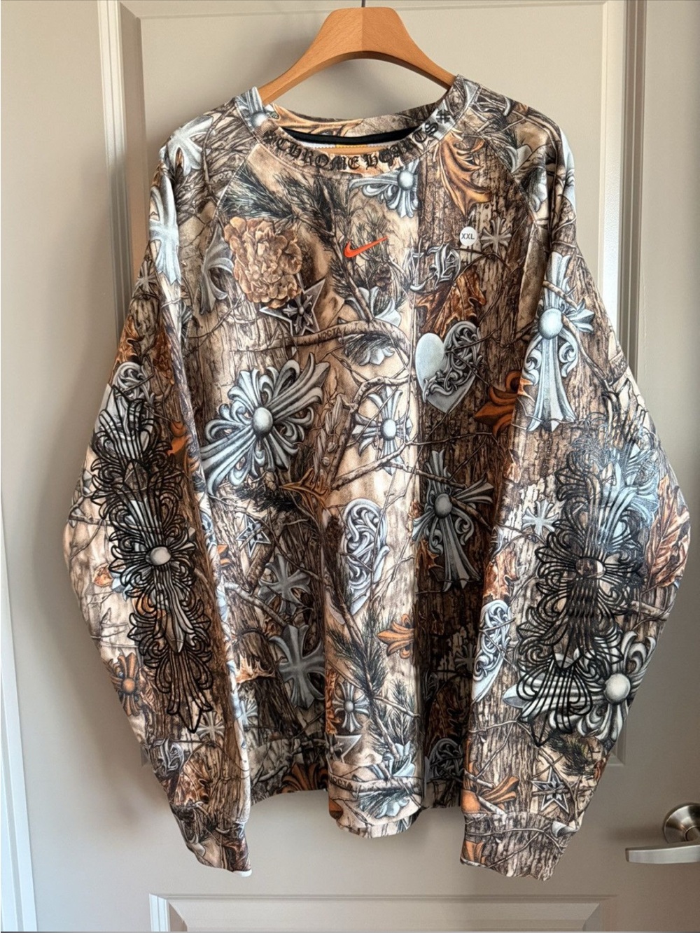 Nocta x Chrome Hearts Crewneck Sweatshirt with Orange Swoosh